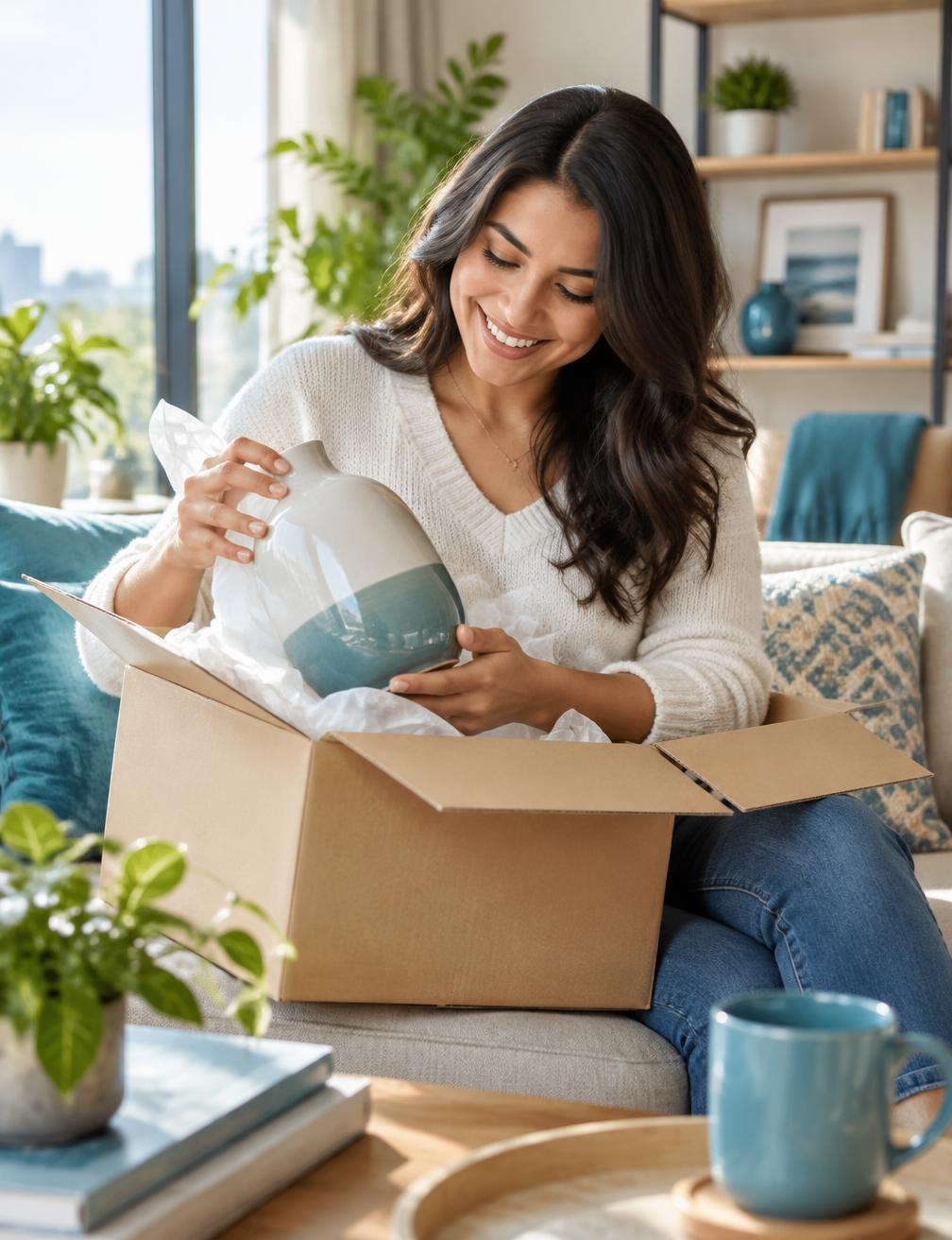 A Bazaretti customer happily opening a quality product at home